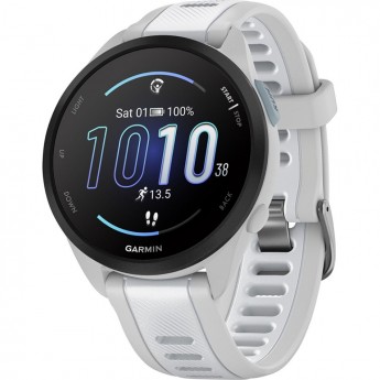 Смарт-часы GARMIN FORERUNNER 165 MUSIC, силиконовый ремешок цвета туманно-серый/белый камень